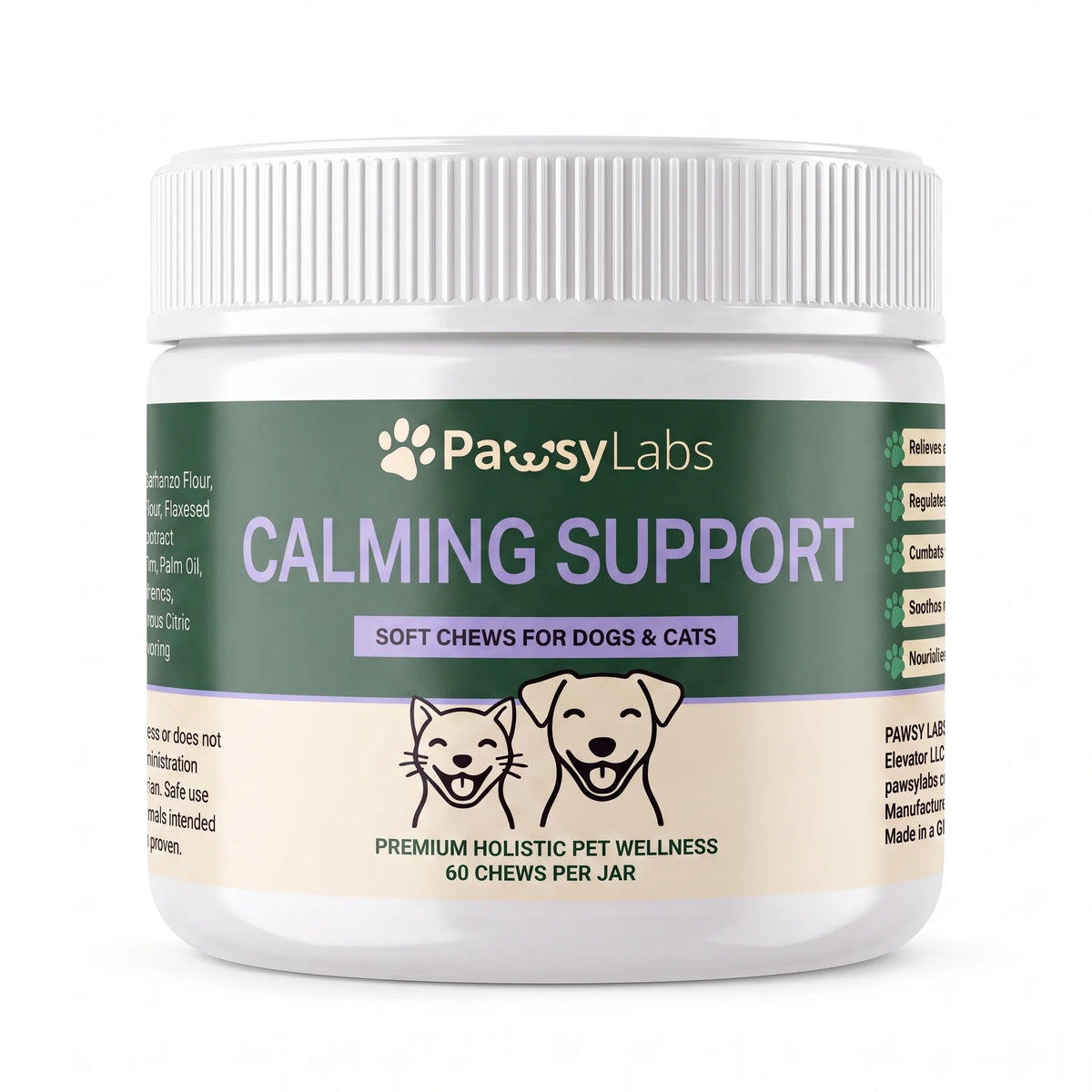 PawsyLabs™ - Calming Support Soft Chews for Dogs & Cats