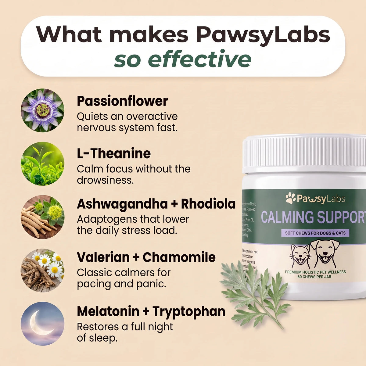 PawsyLabs™ - Calming Support Soft Chews for Dogs & Cats