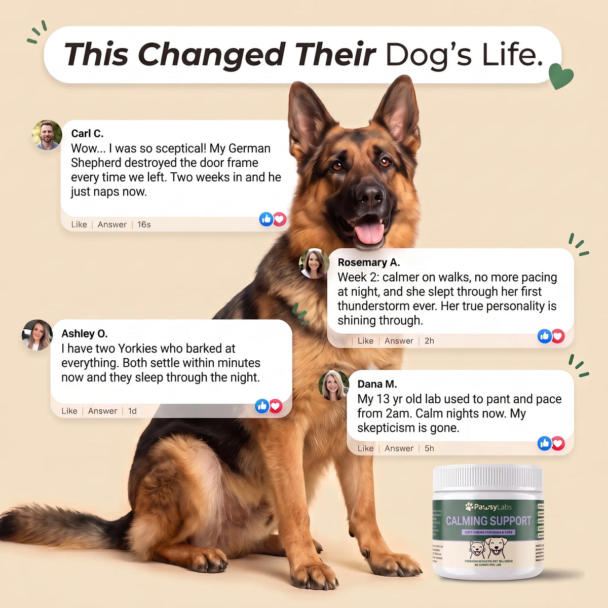 PawsyLabs™ - Calming Support Soft Chews for Dogs & Cats